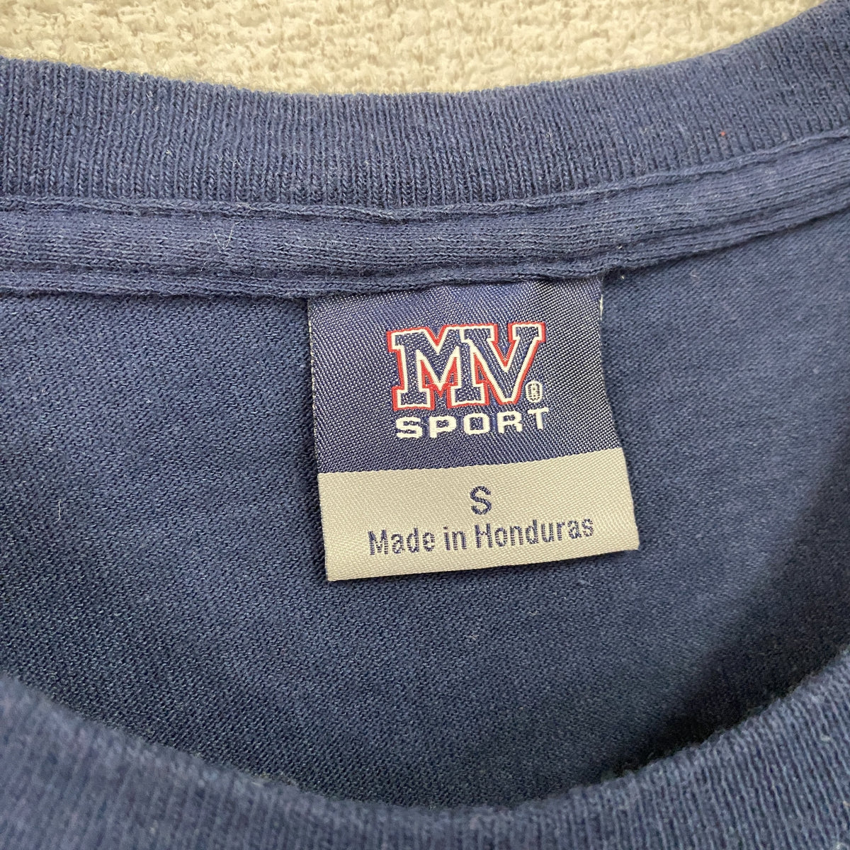 MV SPORT　半袖プリントTシャツ　紺　ネイビー　Sサイズ カットソー コットン 古着