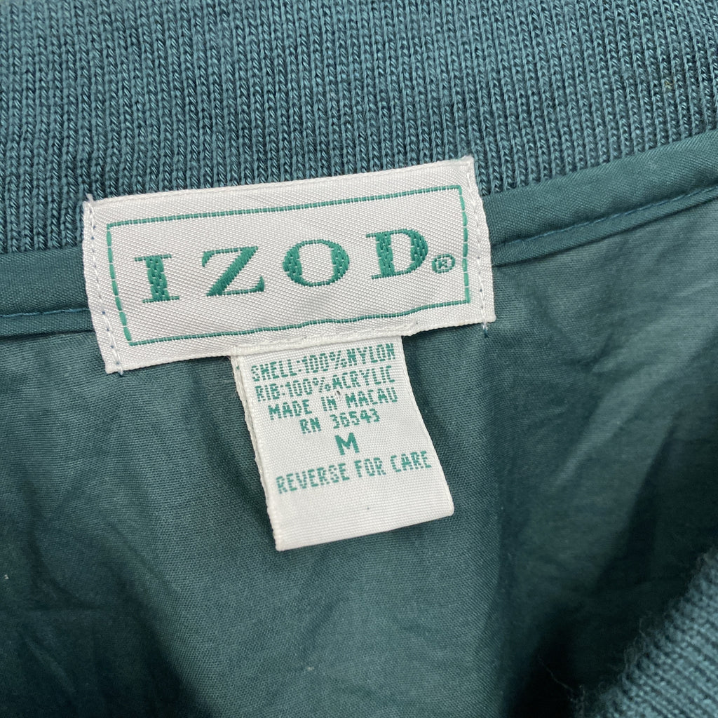90s　IZOD　アイゾッド　ナイロンプルオーバージャケット　刺繍ロゴ　ヴィンテージ　緑　グリーン　Mサイズ ウインドブレーカー ナイロンアウター メンズ 古着