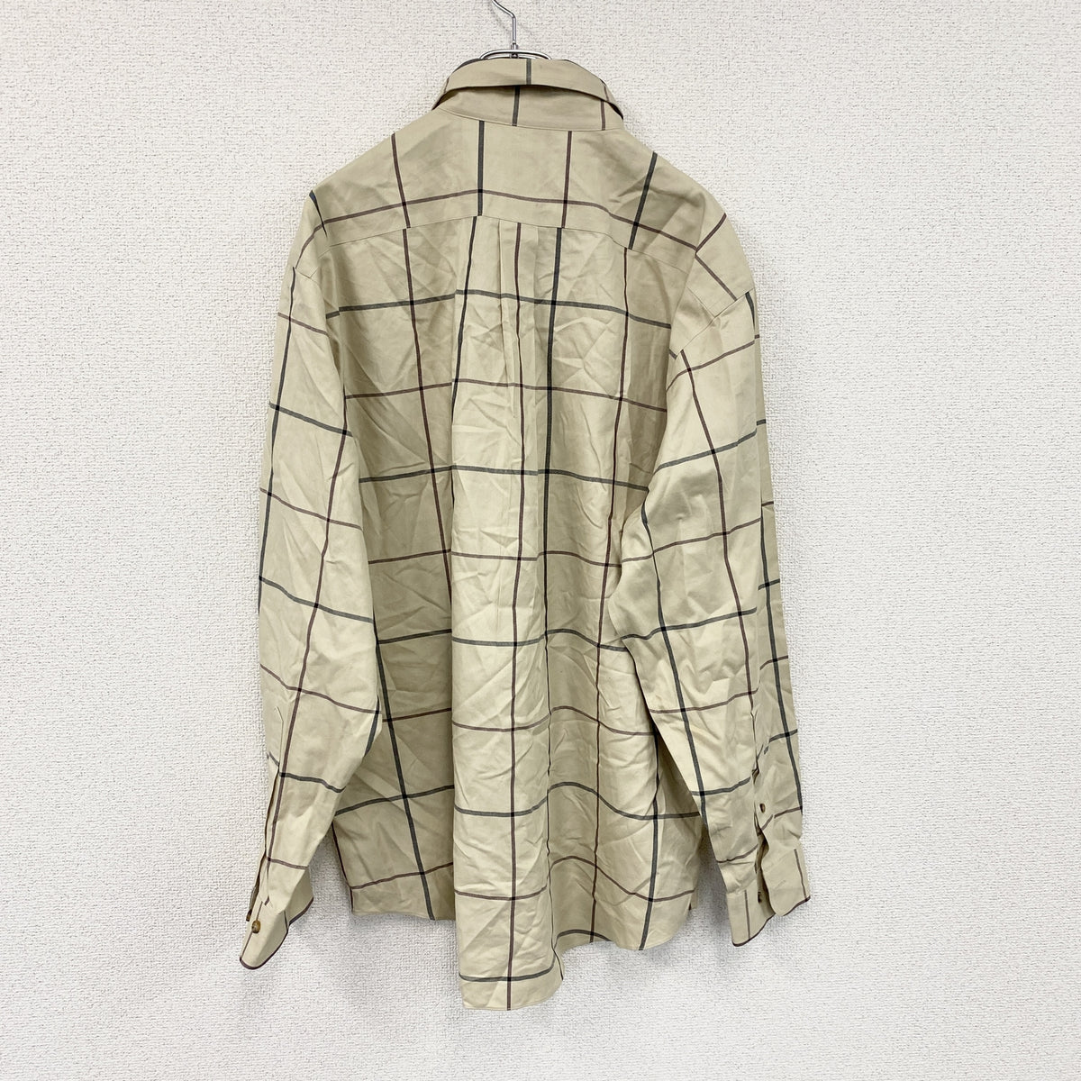 Brooks Brothers　ブルックスブラザーズ　長袖ボタンダウンシャツ　ネルシャツ　チェック柄　ベージュ　Lサイズ　古着