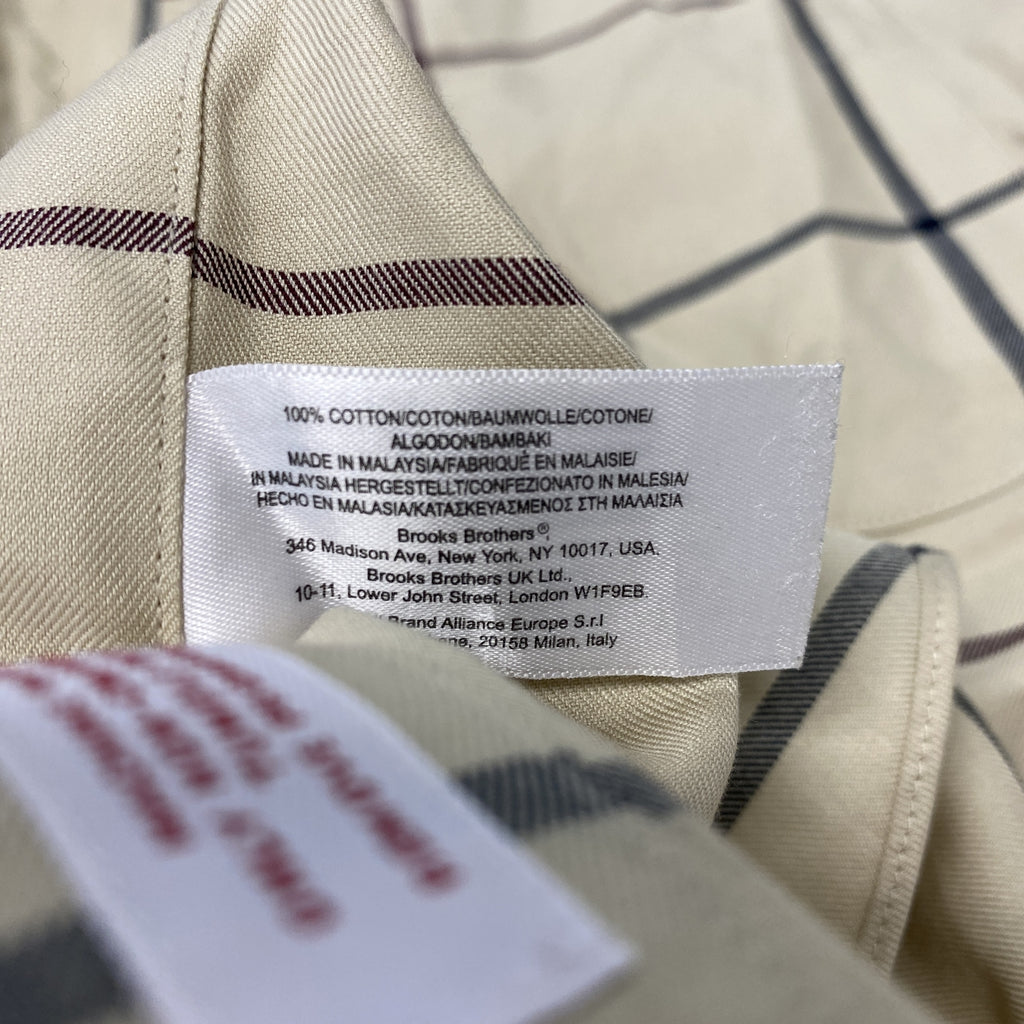 Brooks Brothers　ブルックスブラザーズ　長袖ボタンダウンシャツ　ネルシャツ　チェック柄　ベージュ　Lサイズ　古着