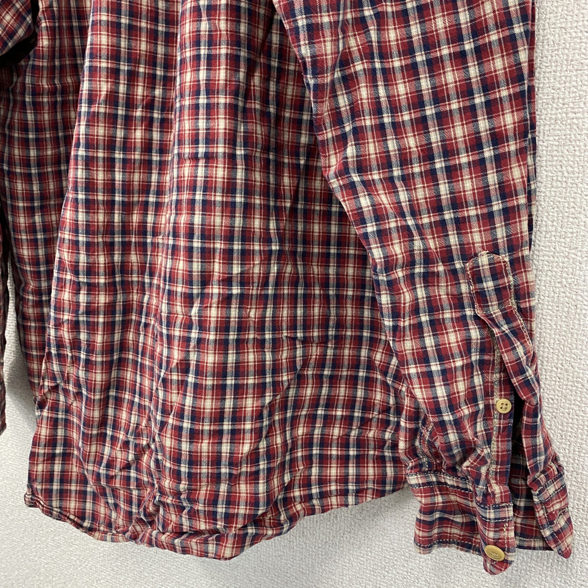 90s　NAUTICA　ノーティカ　長袖ボタンダウンシャツ　ネルシャツ　ロゴ刺　チェック柄　ヴィンテージ　赤　レッド　Lサイズ　古着