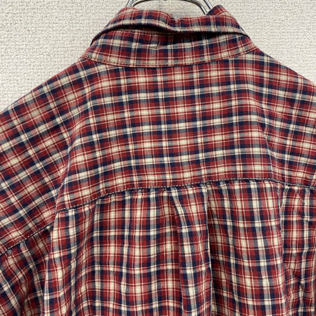 90s　NAUTICA　ノーティカ　長袖ボタンダウンシャツ　ネルシャツ　ロゴ刺　チェック柄　ヴィンテージ　赤　レッド　Lサイズ　古着
