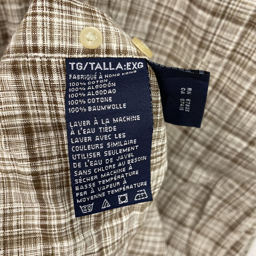 ～00s　NAUTICA　ノーティカ　長袖ボタンダウンシャツ　ネルシャツ　チェック柄　ヴィンテージ　茶色　ブラウン　XLサイズ　古着