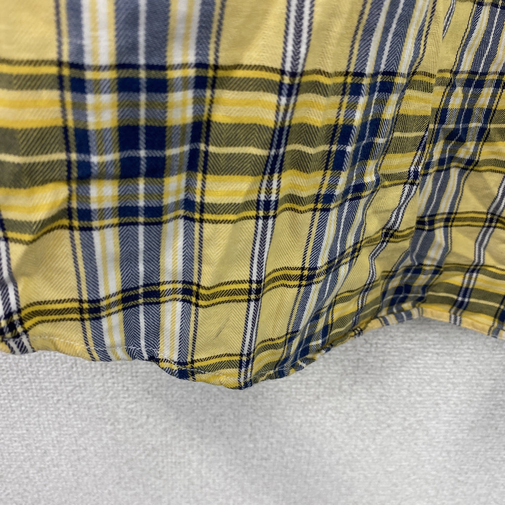 90s　NAUTICA　ノーティカ　長袖ボタンダウンシャツ　ロゴ刺　チェック柄　ヴィンテージ　黄色　イエロー　XLサイズ　古着