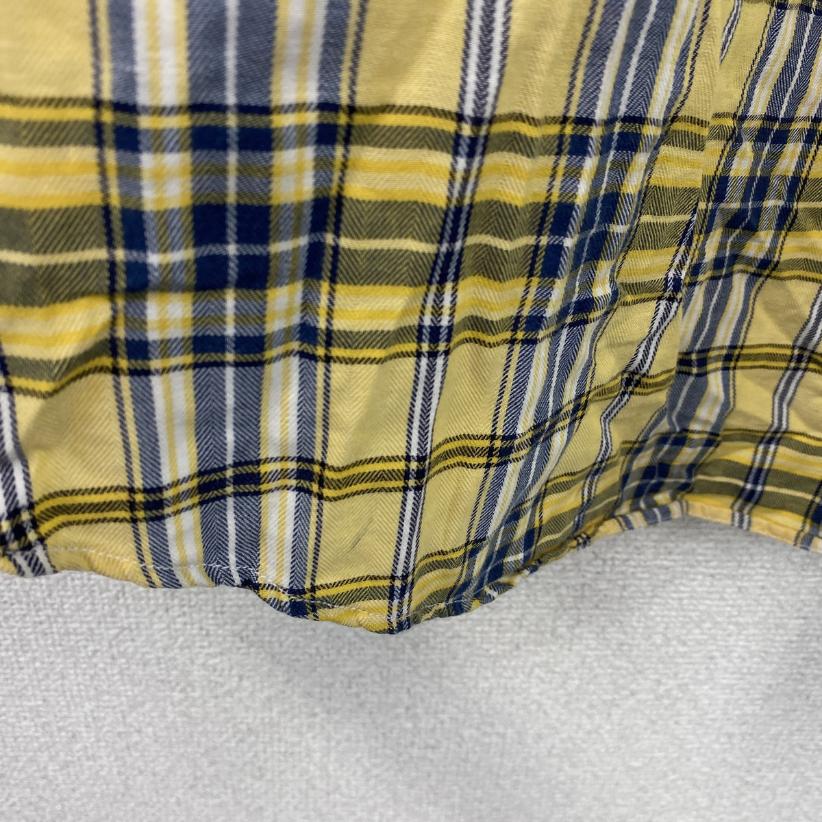 90s　NAUTICA　ノーティカ　長袖ボタンダウンシャツ　ロゴ刺　チェック柄　ヴィンテージ　黄色　イエロー　XLサイズ　古着
