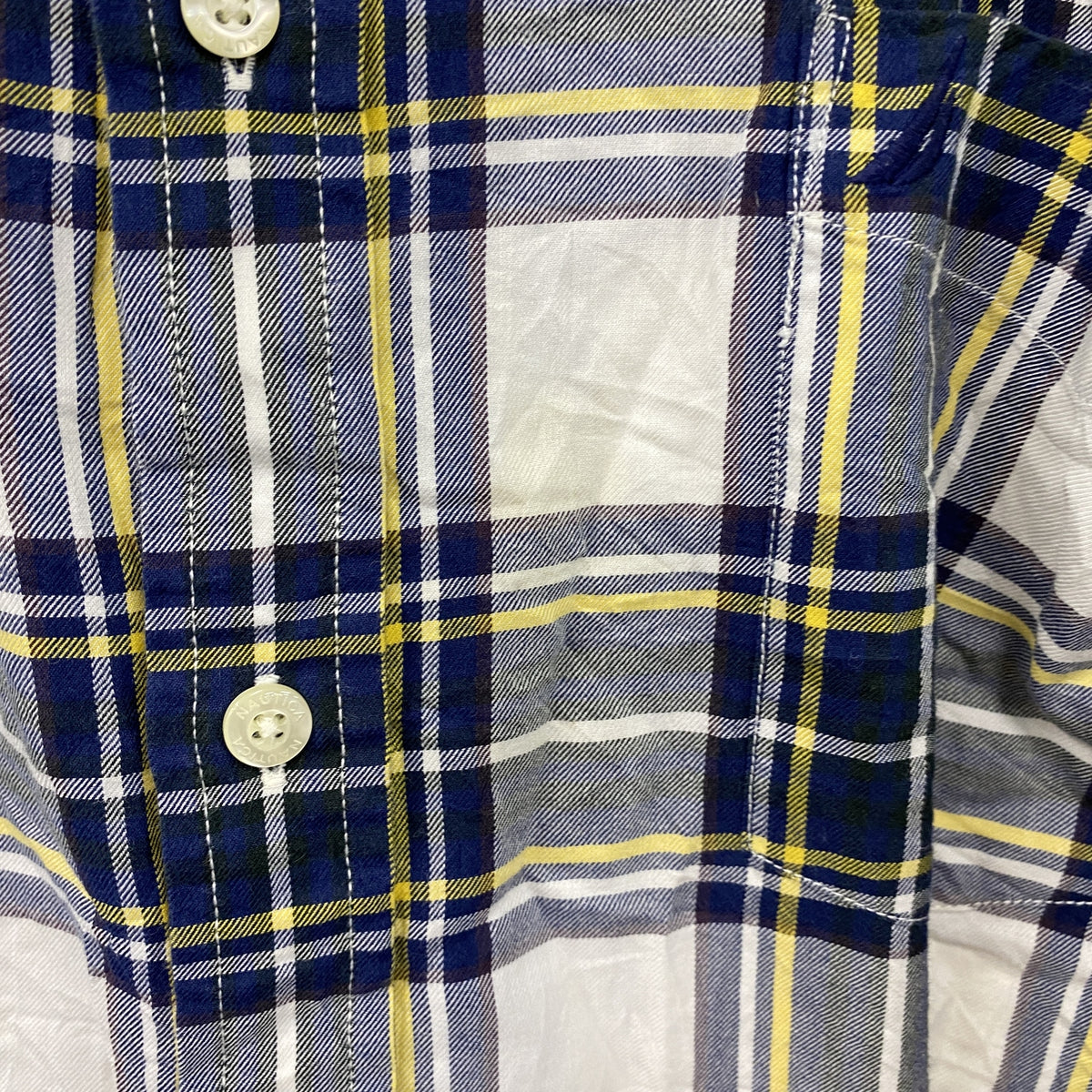 NAUTICA　ノーティカ　長袖ボタンダウンシャツ　チェック柄　紺　ネイビー　XLサイズ　古着