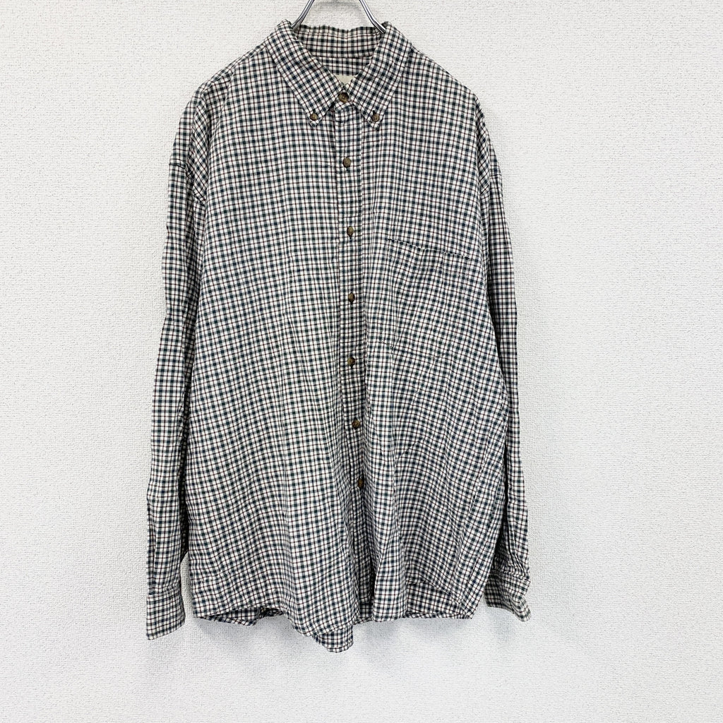 ～00s　Eddie Bauer　エディーバウアー　長袖ボタンダウンシャツ　ネルシャツ　チェック柄　ヴィンテージ　マルチカラー　緑　グリーン　赤　レッド　XLサイズ　古着