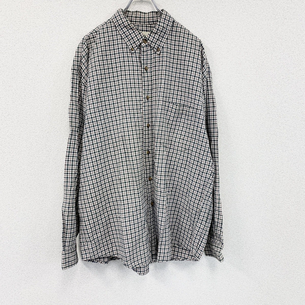 ～00s　Eddie Bauer　エディーバウアー　長袖ボタンダウンシャツ　ネルシャツ　チェック柄　ヴィンテージ　マルチカラー　緑　グリーン　赤　レッド　XLサイズ　古着