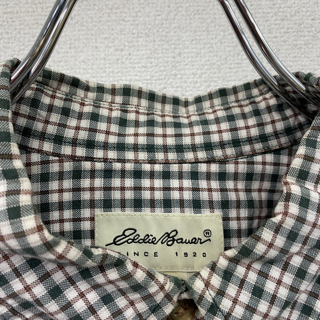 ～00s　Eddie Bauer　エディーバウアー　長袖ボタンダウンシャツ　ネルシャツ　チェック柄　ヴィンテージ　マルチカラー　緑　グリーン　赤　レッド　XLサイズ　古着