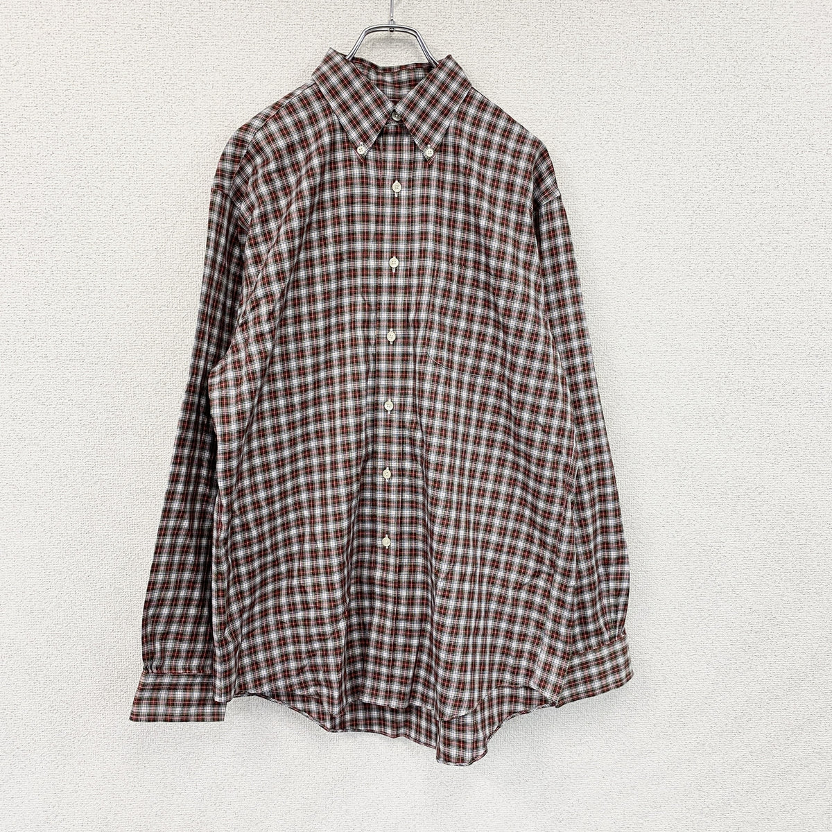 Brooks Brothers　ブルックスブラザーズ　長袖ボタンダウンシャツ　ネルシャツ　チェック柄　赤　レッド　Mサイズ　古着