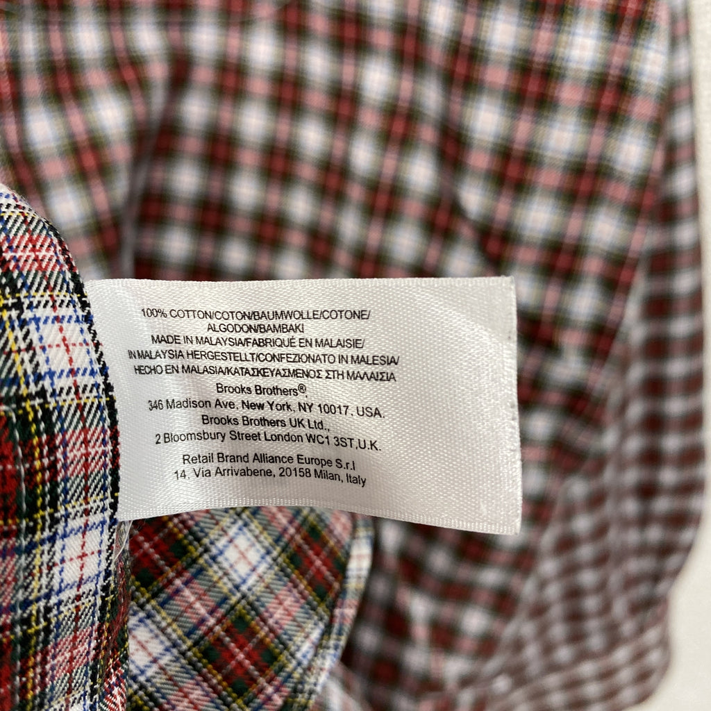 Brooks Brothers　ブルックスブラザーズ　長袖ボタンダウンシャツ　ネルシャツ　チェック柄　赤　レッド　Mサイズ　古着