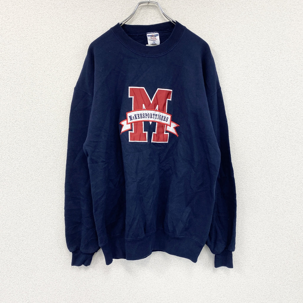 90s　JERZEES　ジャージーズ　スウェット/トレーナー　カレッジロゴ　ヴィンテージ　紺　ネイビー　XLサイズ　古着
