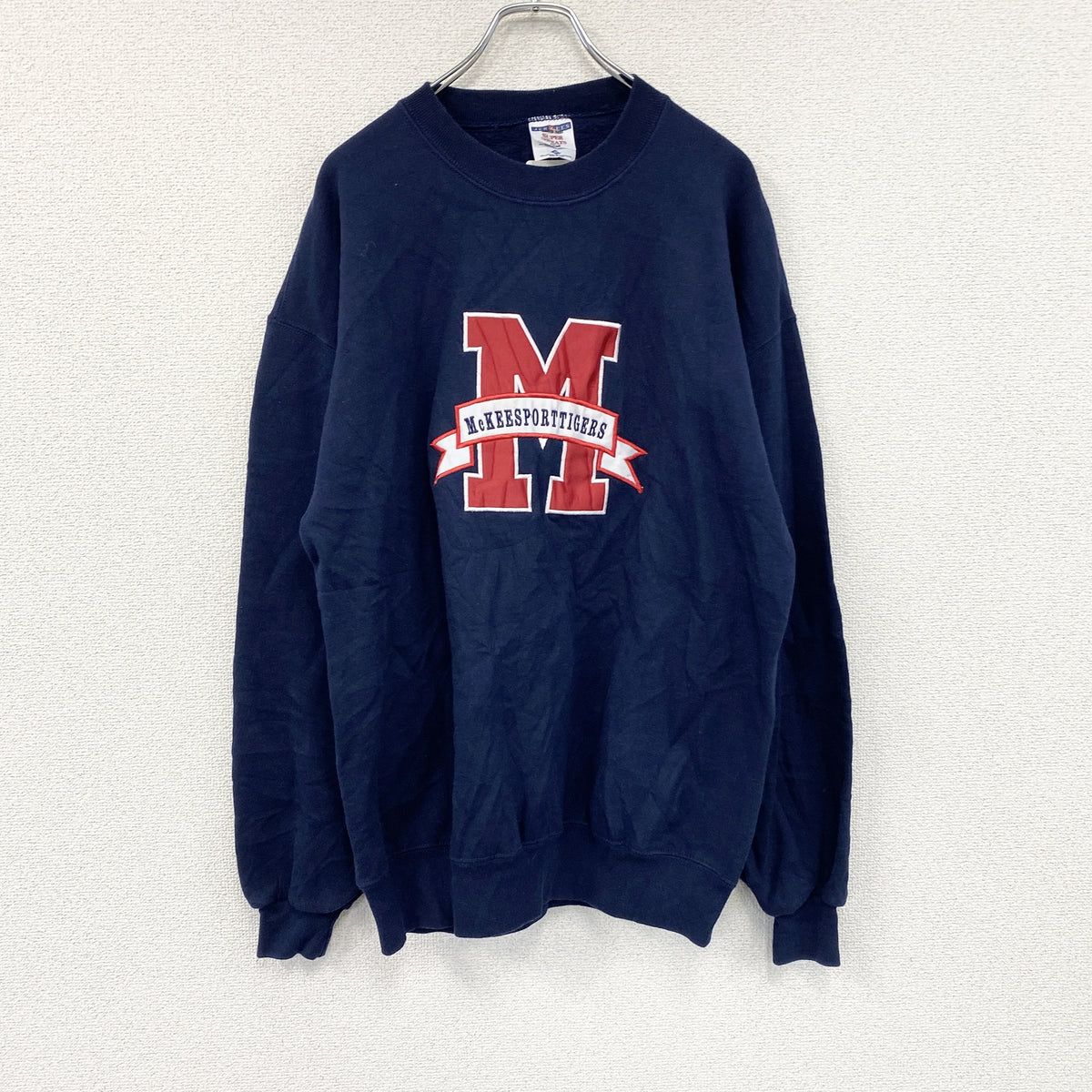 90s　JERZEES　ジャージーズ　スウェット/トレーナー　カレッジロゴ　ヴィンテージ　紺　ネイビー　XLサイズ　古着