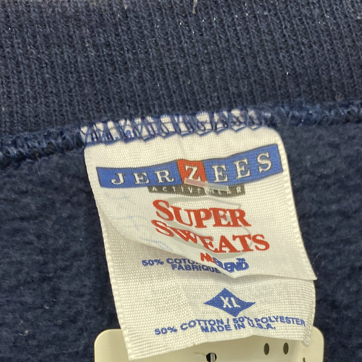 90s　JERZEES　ジャージーズ　スウェット/トレーナー　カレッジロゴ　ヴィンテージ　紺　ネイビー　XLサイズ　古着