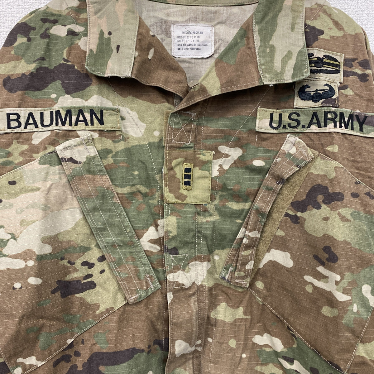 U.S ARMY　米軍　ミリタリージャケット　コンバットジャケット　リップストップ　マルチカム　迷彩　カーキ　Mサイズ　古着