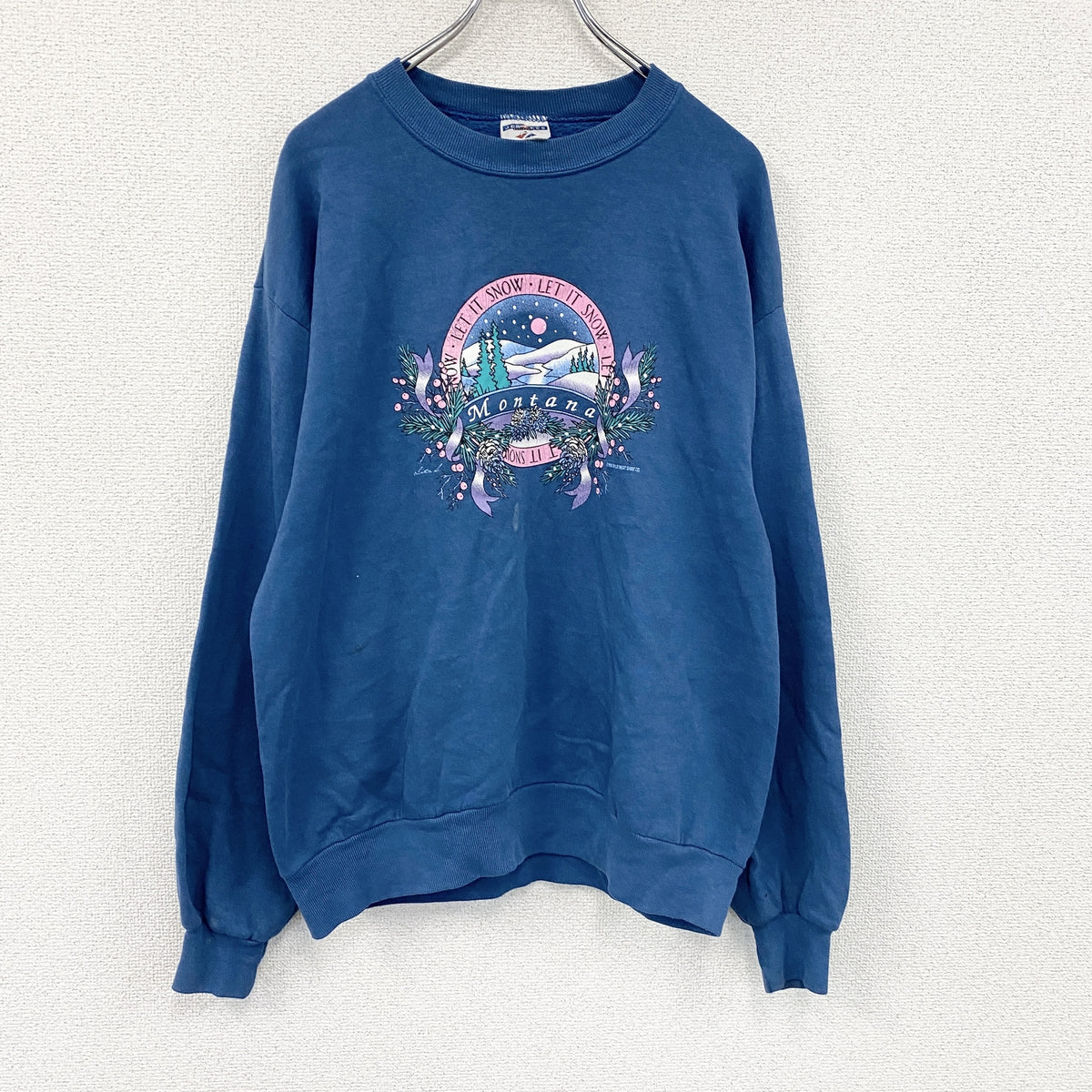 90s　JERZEES　ジャージーズ　スウェット/トレーナー　アーチプリント　ヴィンテージ　紺　ネイビー　Lサイズ　古着