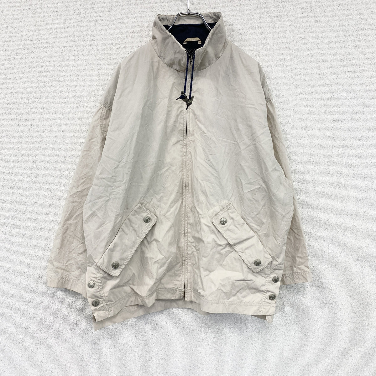 90s～　Eddie Bauer　エディーバウアー　フルジップナイロンジャケット　ブルゾン　ヴィンテージ　ベージュ　Mサイズ　古着