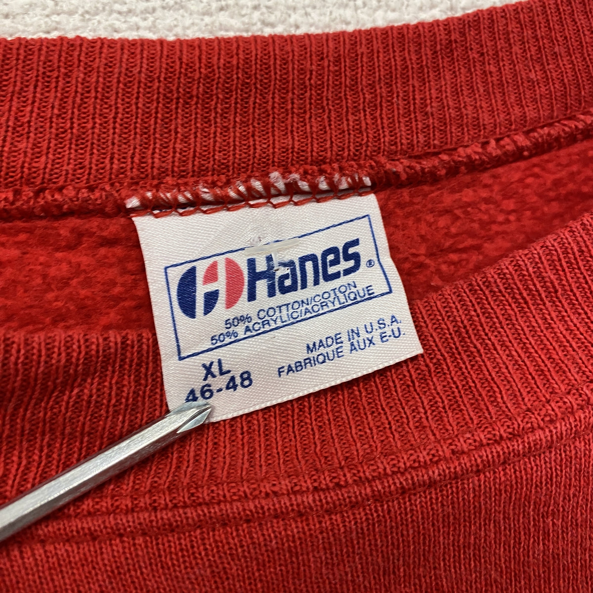 80s～　Hanes　ヘインズ　スウェット/トレーナー　カレッジロゴ　ヴィンテージ　赤　レッド　XLサイズ　古着