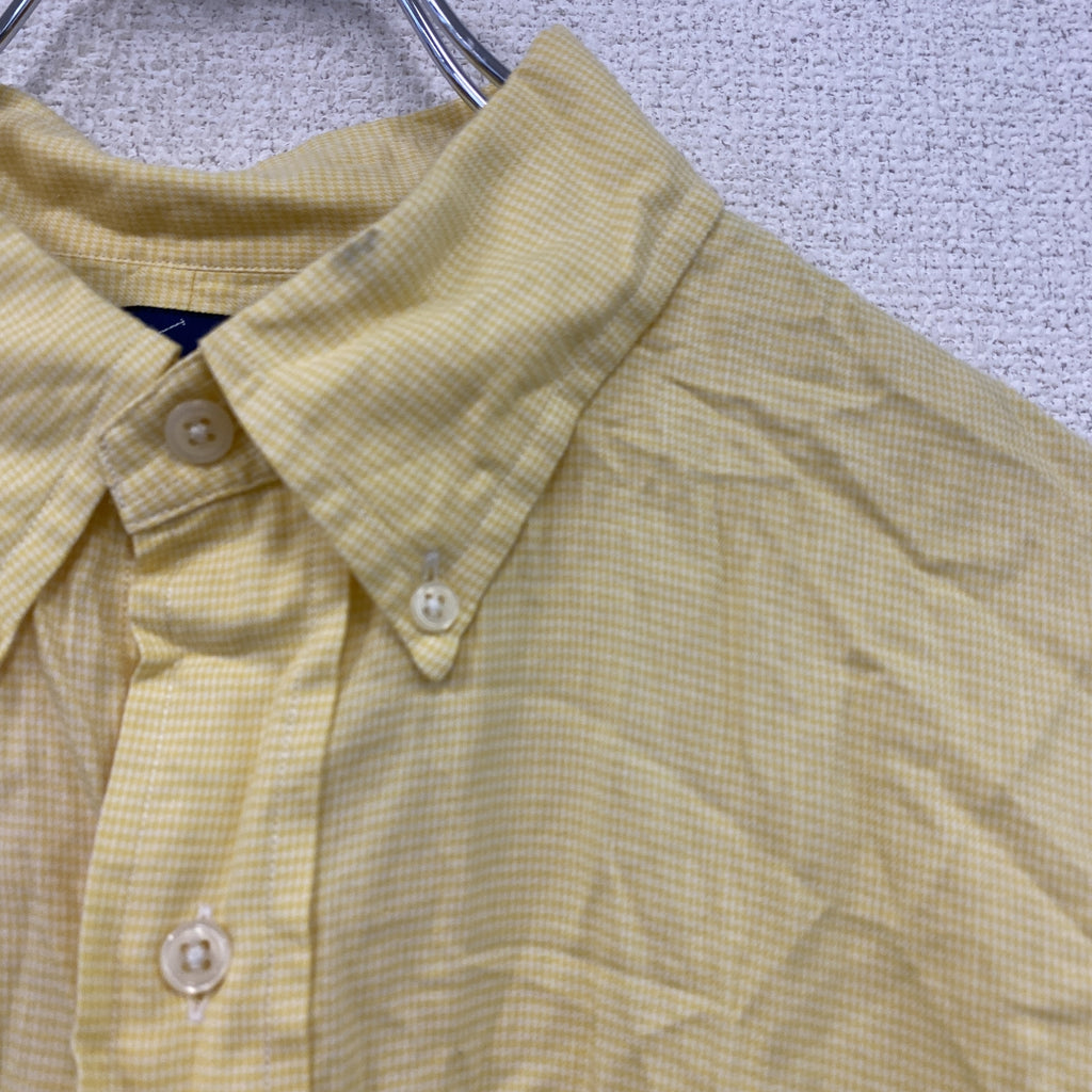 RALPH LAUREN　ラルフローレン　長袖ボタンダウンシャツ　千鳥格子柄　黄色　イエロー　161/2　古着