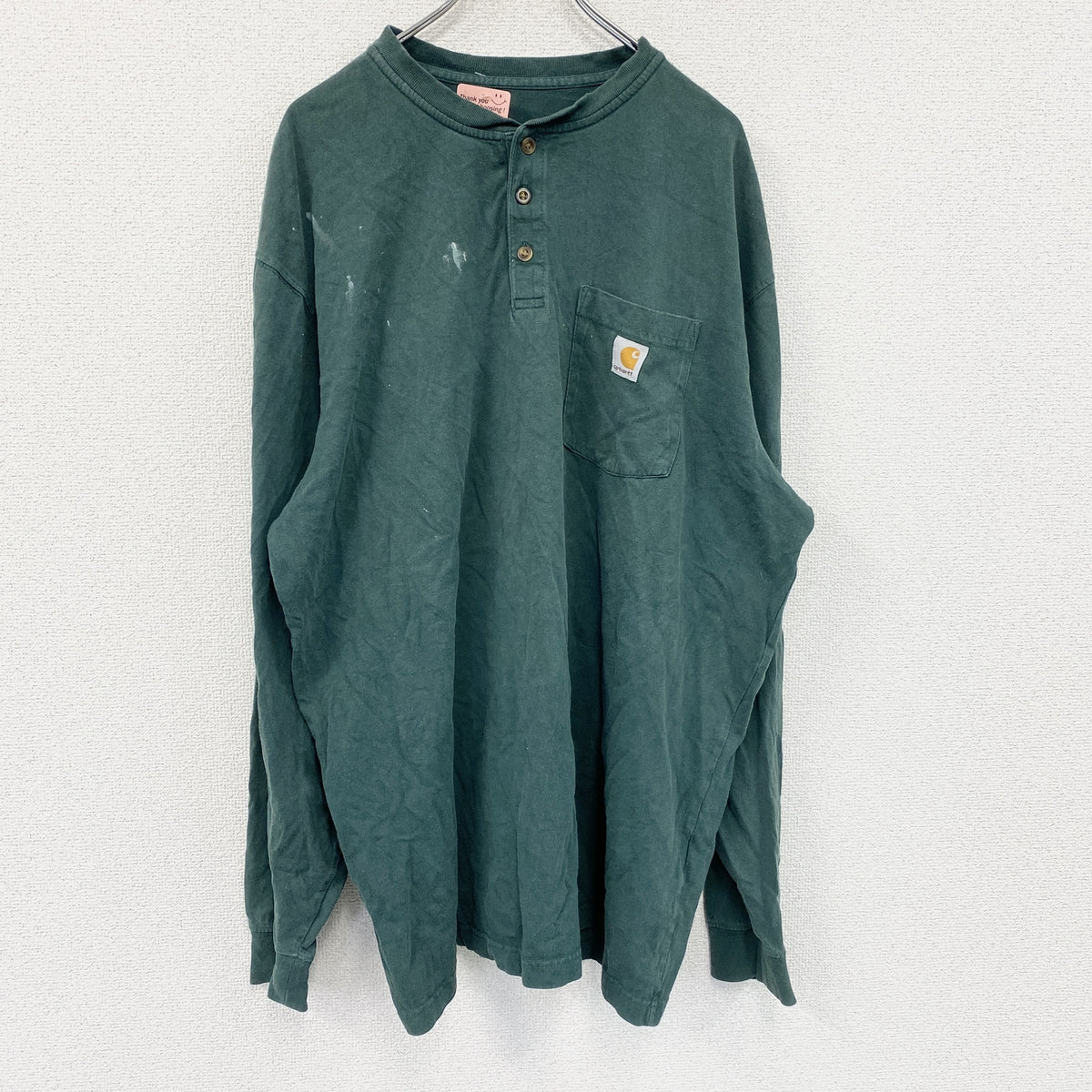Carhartt　カーハート　長袖Tシャツ　ヘンリーネック　深緑　グリーン　XLサイズ　古着