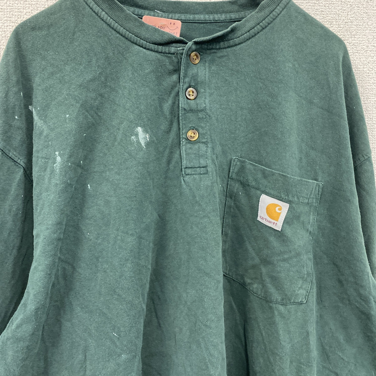 Carhartt　カーハート　長袖Tシャツ　ヘンリーネック　深緑　グリーン　XLサイズ　古着