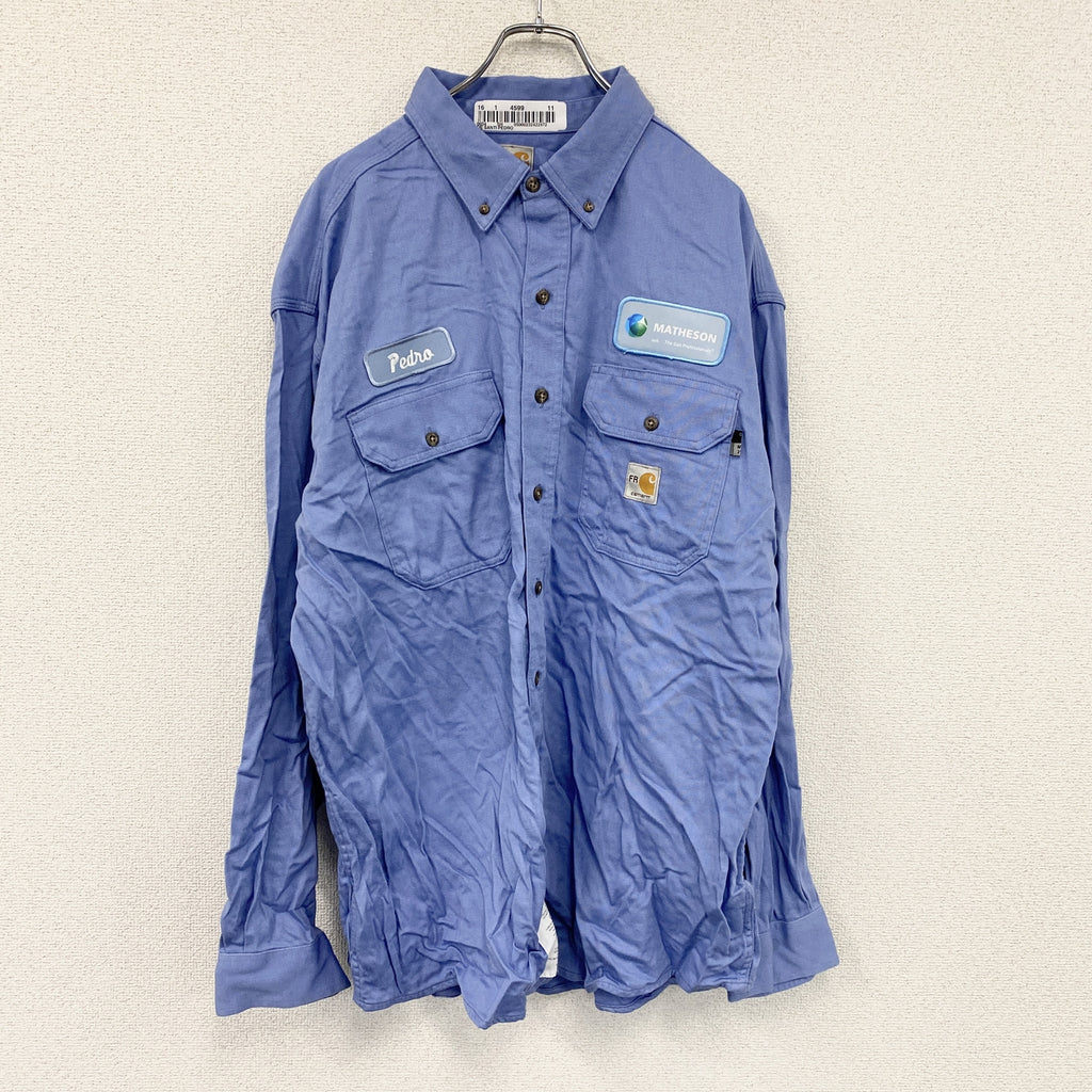 Carhartt　カーハート　長袖ボタンダウンワークシャツ　青　ブルー　XLサイズ　古着