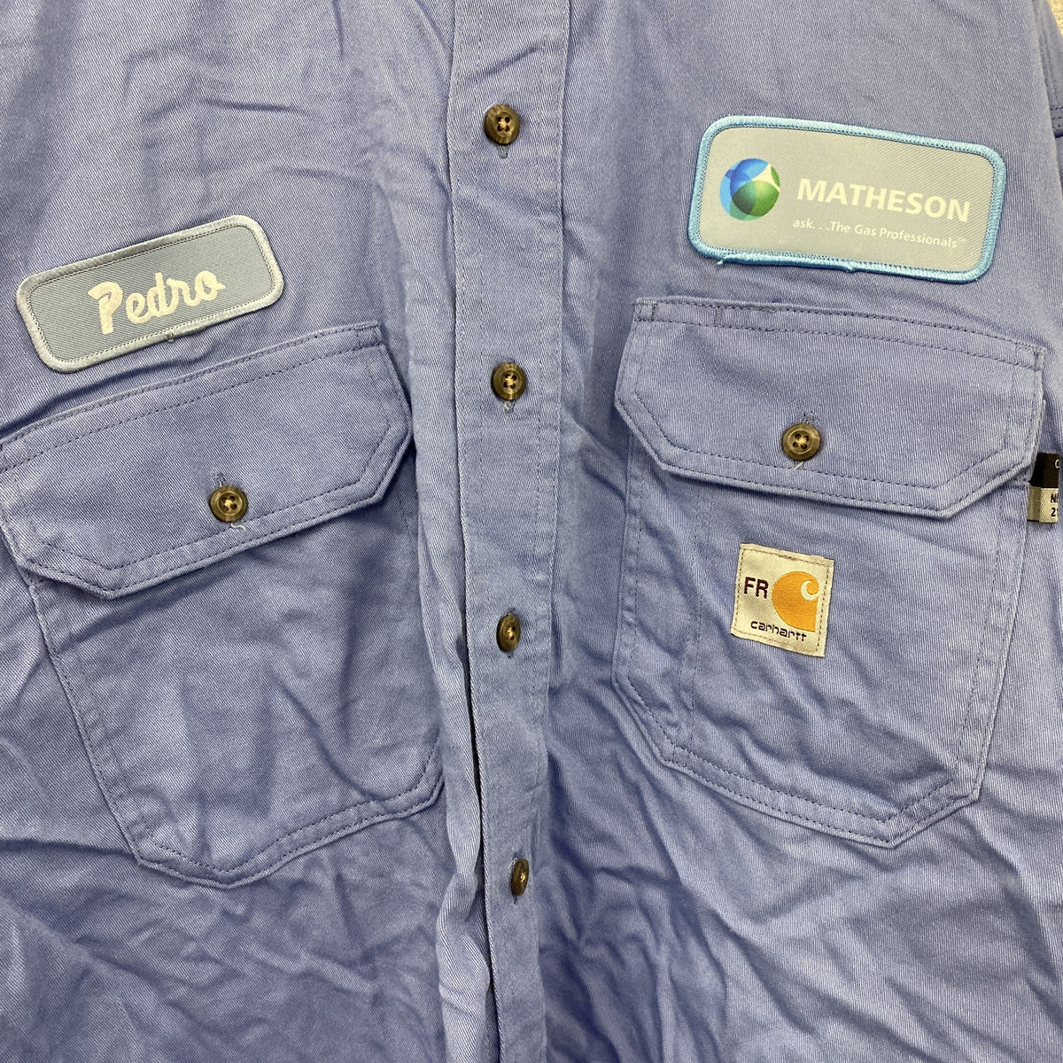 Carhartt　カーハート　長袖ボタンダウンワークシャツ　青　ブルー　XLサイズ　古着