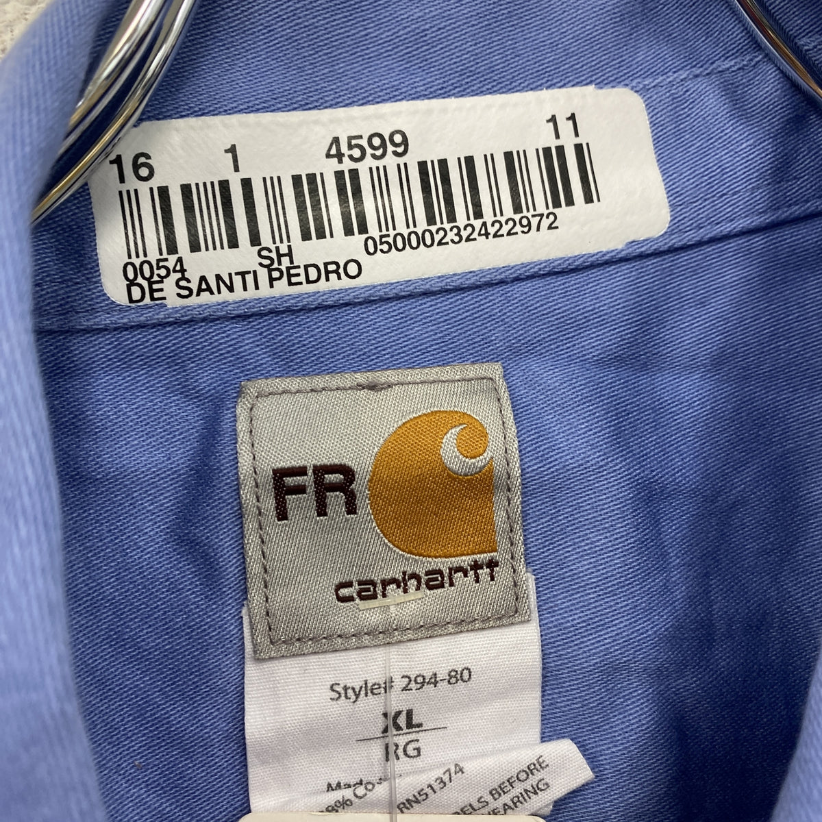 Carhartt　カーハート　長袖ボタンダウンワークシャツ　青　ブルー　XLサイズ　古着