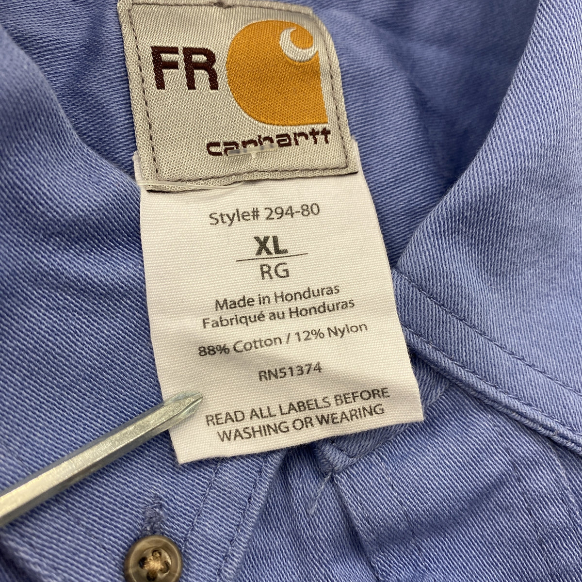 Carhartt　カーハート　長袖ボタンダウンワークシャツ　青　ブルー　XLサイズ　古着