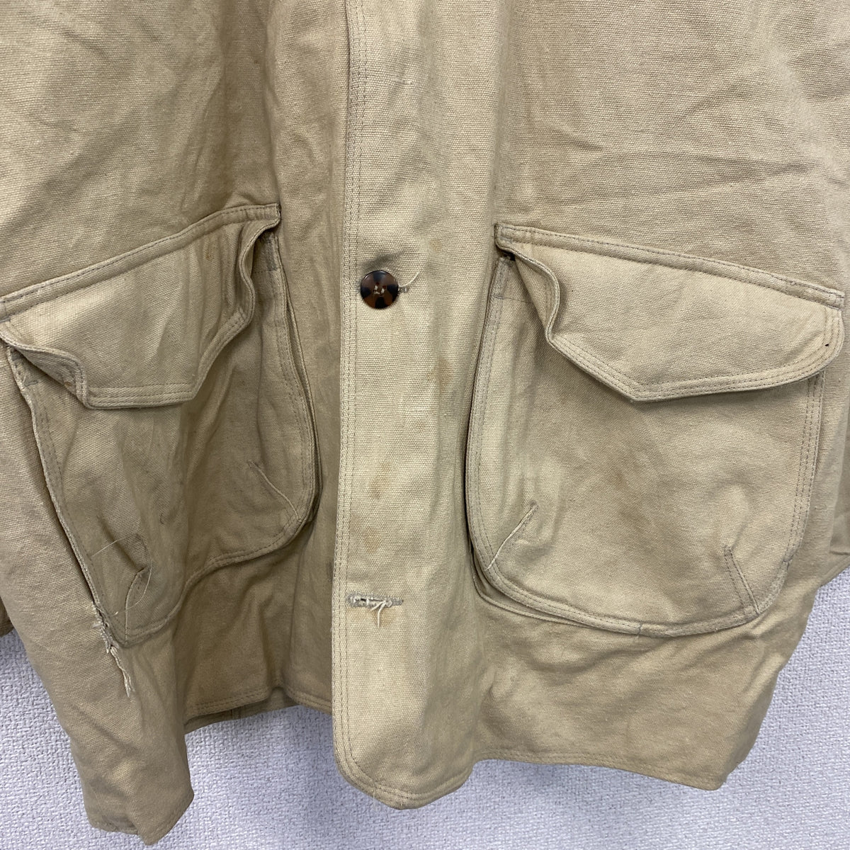 90s　MIRAGE　ミラージュ　ハンティングジャケット　3つポケット　ベージュ　Lサイズ ワークジャケット レディース コットン 古着