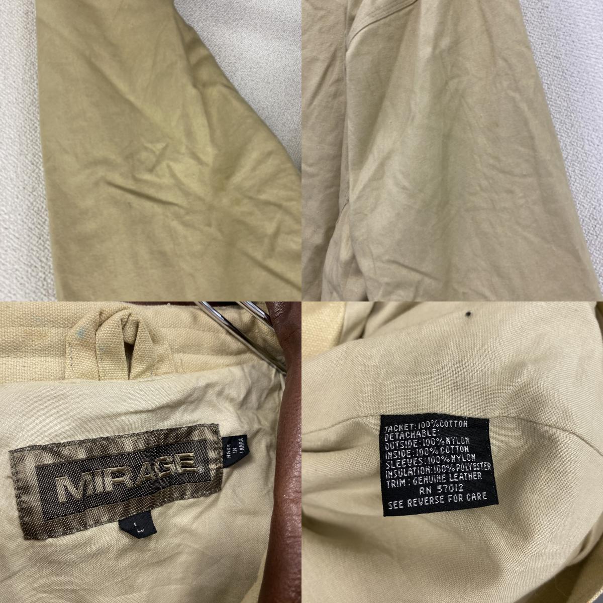 90s　MIRAGE　ミラージュ　ハンティングジャケット　3つポケット　ベージュ　Lサイズ ワークジャケット レディース コットン 古着