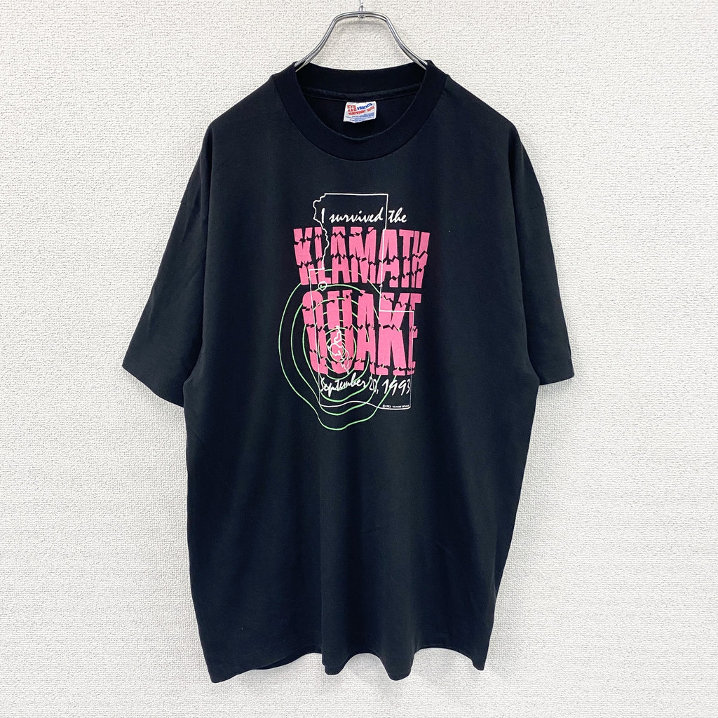 Hanes　ヘインズ　半袖プリントTシャツ　シングルステッチ　黒　ブラック　XXLサイズ カットソー メンズ コットン 古着