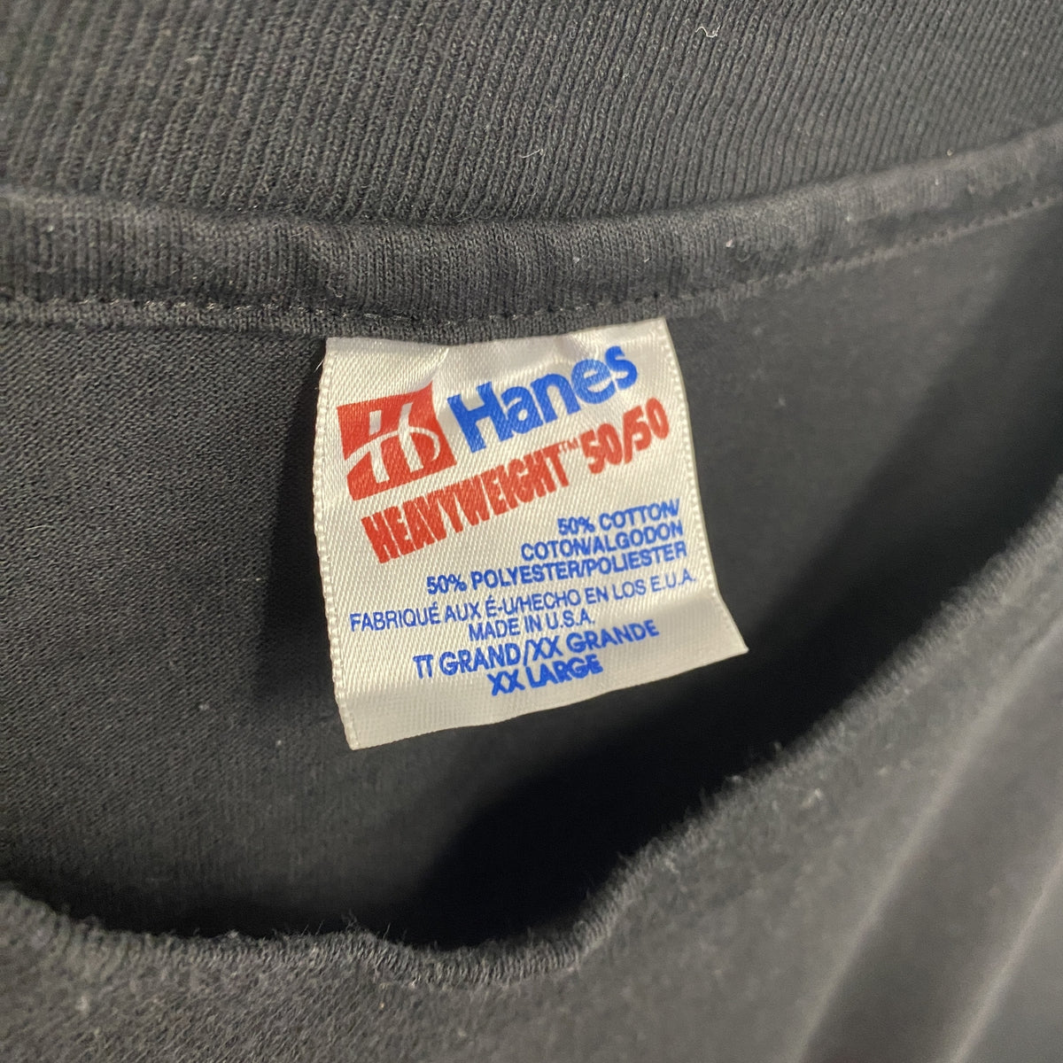 Hanes　ヘインズ　半袖プリントTシャツ　シングルステッチ　黒　ブラック　XXLサイズ カットソー メンズ コットン 古着