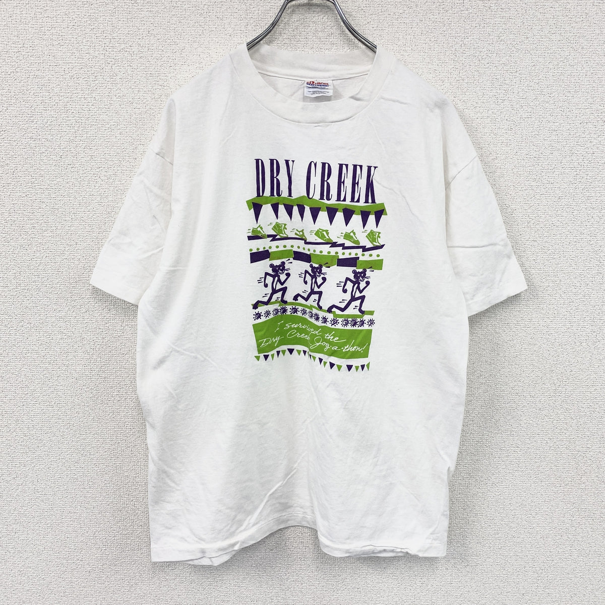 Hanes　ヘインズ　半袖プリントTシャツ　シングルステッチ　ヴィンテージ　白　ホワイト　Lサイズ カットソー メンズ コットン 古着