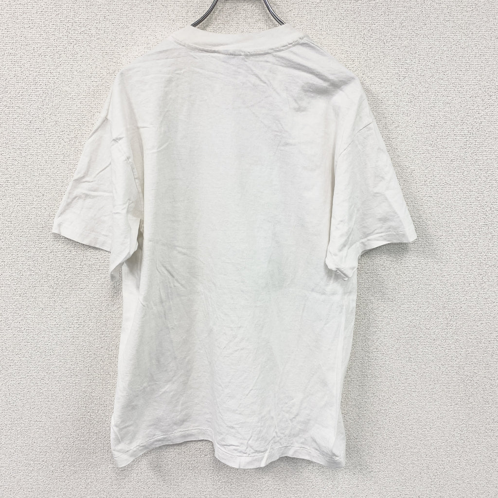 Hanes　ヘインズ　半袖プリントTシャツ　シングルステッチ　ヴィンテージ　白　ホワイト　Lサイズ カットソー メンズ コットン 古着