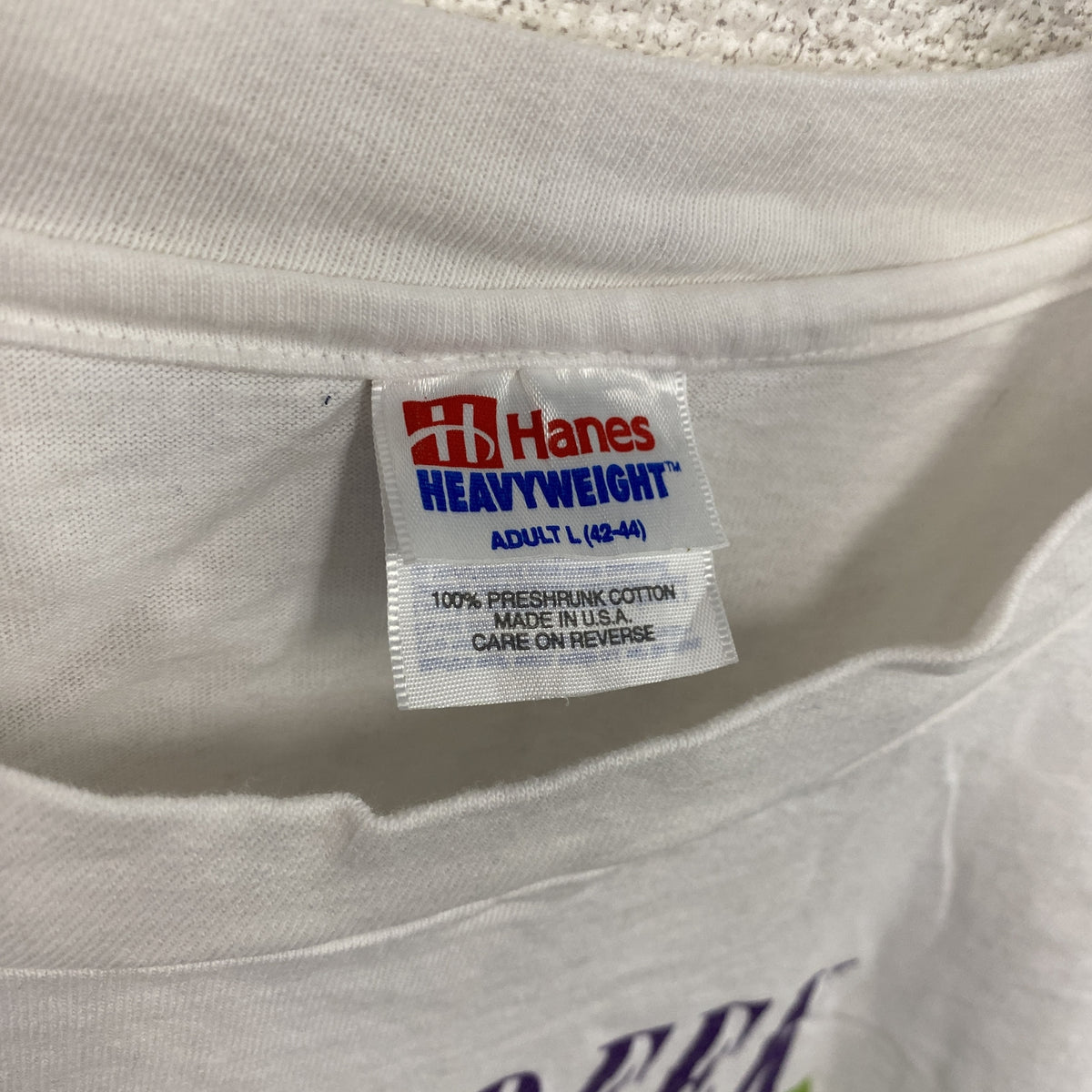 Hanes　ヘインズ　半袖プリントTシャツ　シングルステッチ　ヴィンテージ　白　ホワイト　Lサイズ カットソー メンズ コットン 古着