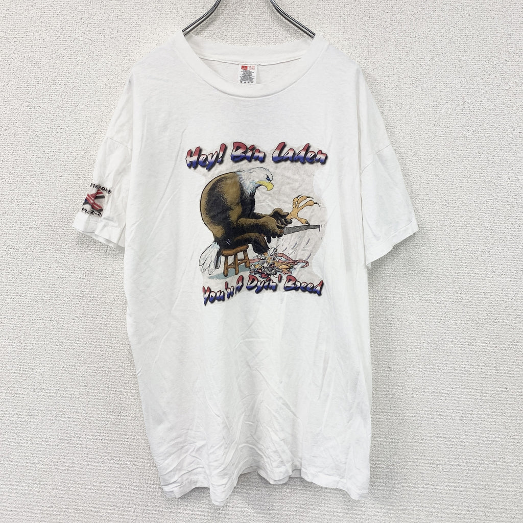 Hanes　ヘインズ　半袖プリントTシャツ　シングルステッチ　ヴィンテージ　白　ホワイト　2XLサイズ カットソー メンズ コットン 古着