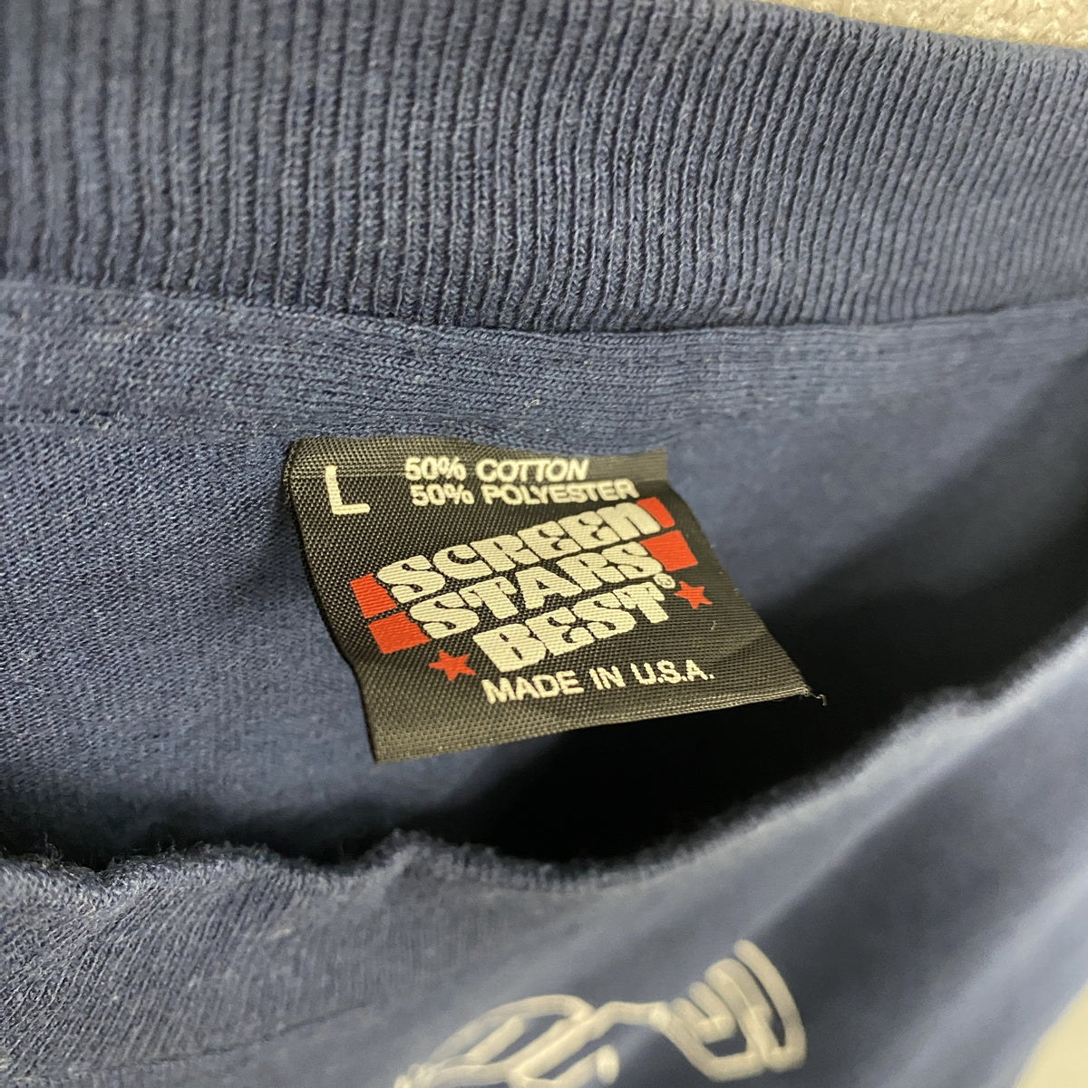 SCREEN STARS　スクリーンスターズ　半袖プリントTシャツ　ヴィンテージ　紺　ネイビー　Lサイズ カットソー メンズ コットン 古着