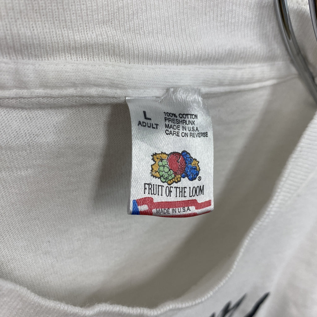 FRUIT OF THE LOOM　フルーツオブザルーム　半袖プリントTシャツ　シングルステッチ　ヴィンテージ　白　ホワイト　Lサイズ カットソー メンズ コットン 古着
