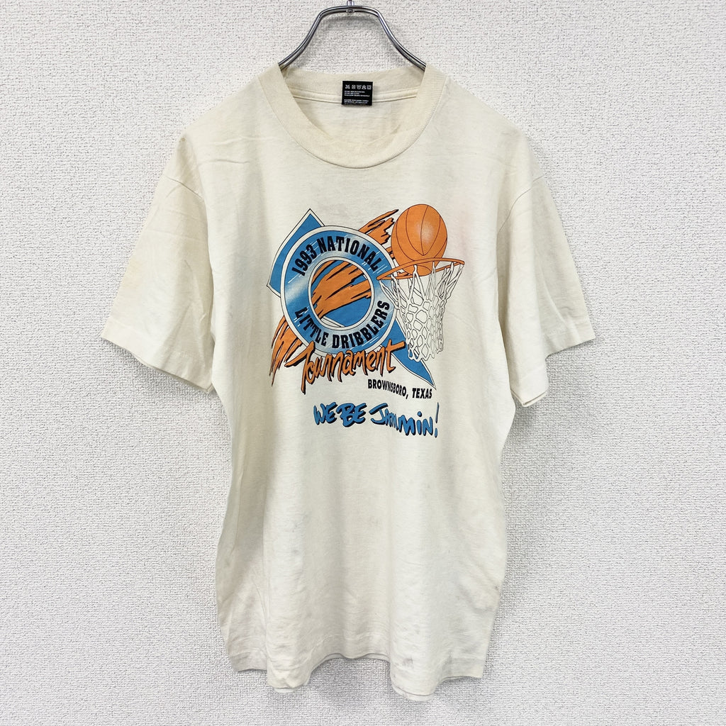 FRUIT OF THE LOOM　フルーツオブザルーム　半袖プリントTシャツ　シングルステッチ　ヴィンテージ　白　ホワイト　Lサイズ カットソー メンズ コットン 古着
