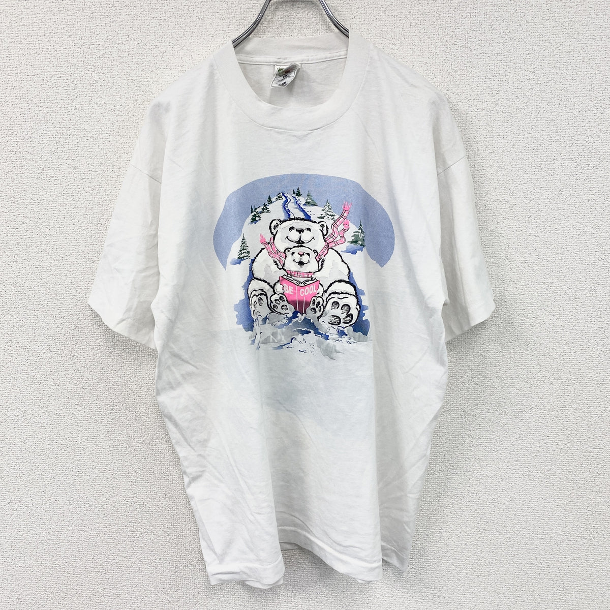 FRUIT OF THE LOOM　フルーツオブザルーム　半袖プリントTシャツ　シングルステッチ　ヴィンテージ　白　ホワイト　XLサイズ カットソー メンズ コットン 古着