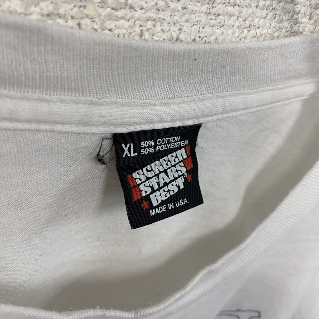 SCREEN STARS　スクリーンスターズ　半袖プリントTシャツ　シングルステッチ　ヴィンテージ　白　ホワイト　XLサイズ カットソー メンズ コットン 古着