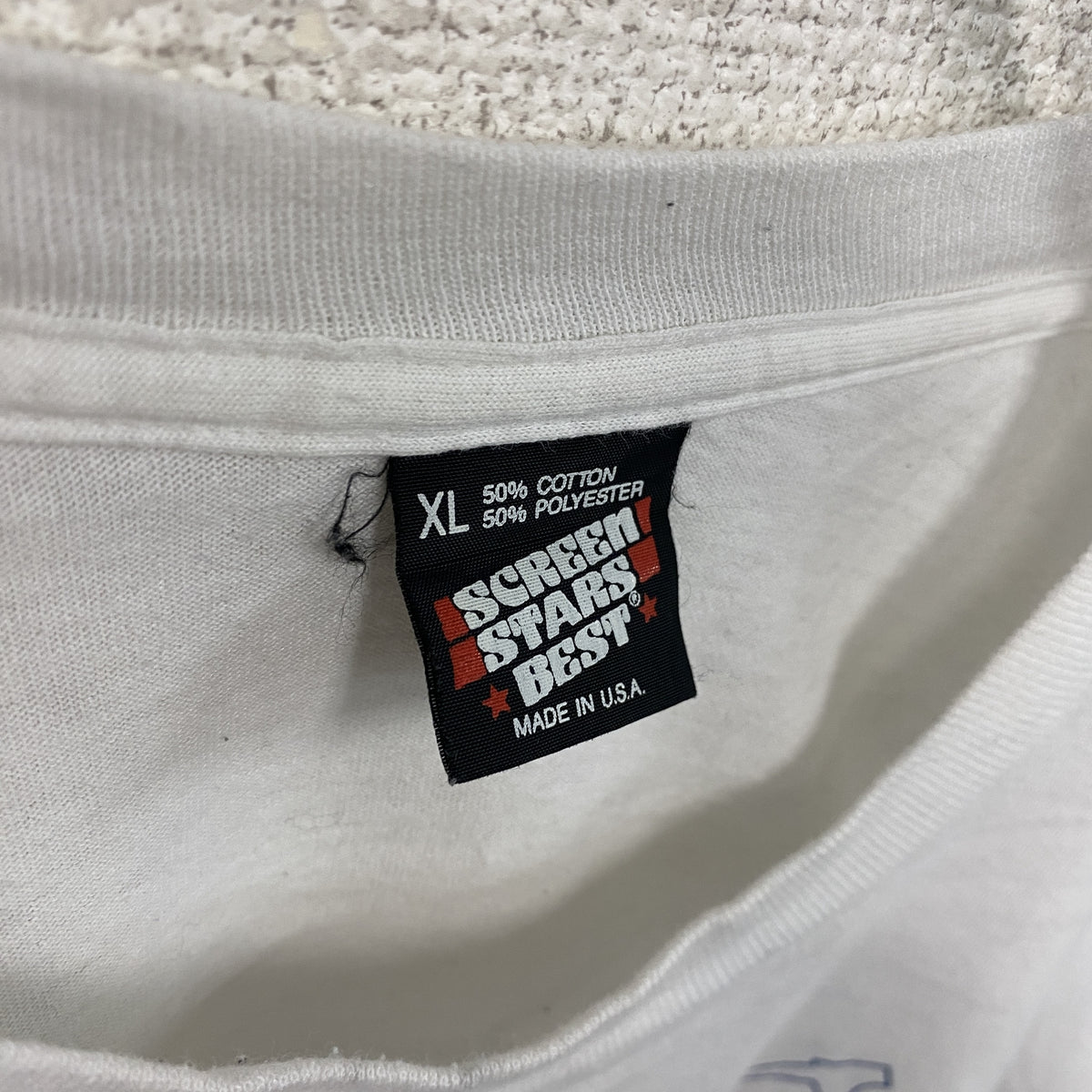 SCREEN STARS　スクリーンスターズ　半袖プリントTシャツ　シングルステッチ　ヴィンテージ　白　ホワイト　XLサイズ カットソー メンズ コットン 古着