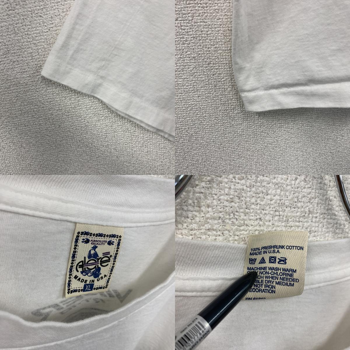 Alore　アローレ　半袖プリントTシャツ　シングルステッチ　ヴィンテージ　白　ホワイト　XLサイズ　古着