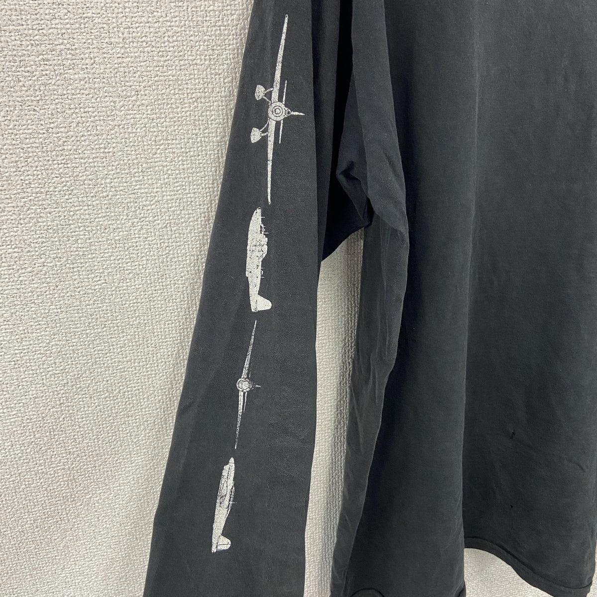 M&O　エムアンドオー　長袖プリントTシャツ/ロンT　黒　ブラック　Lサイズ カットソー メンズ コットン 古着