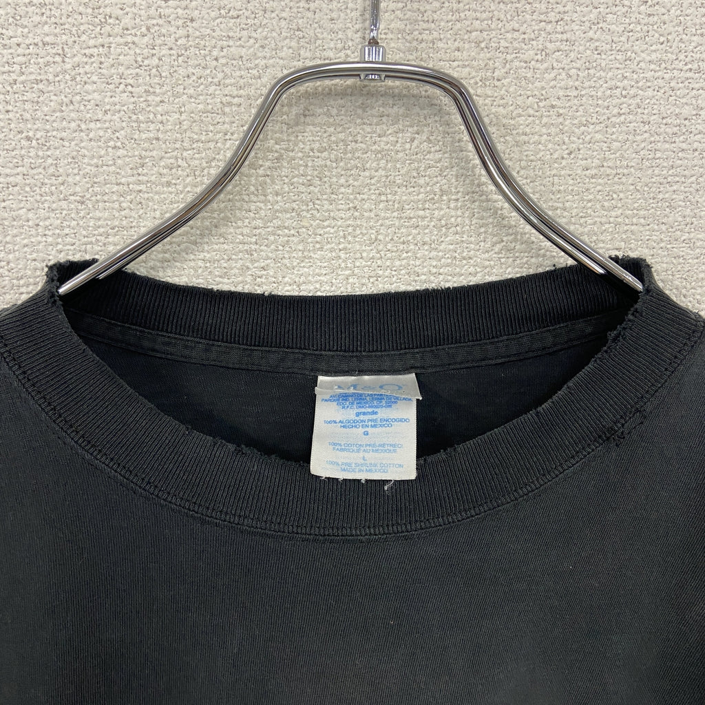 M&O　エムアンドオー　長袖プリントTシャツ/ロンT　黒　ブラック　Lサイズ カットソー メンズ コットン 古着