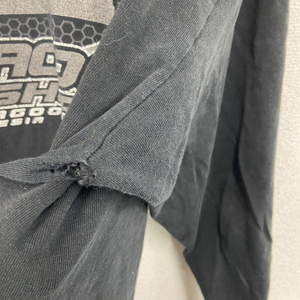 M&O　エムアンドオー　長袖プリントTシャツ/ロンT　黒　ブラック　Lサイズ カットソー メンズ コットン 古着