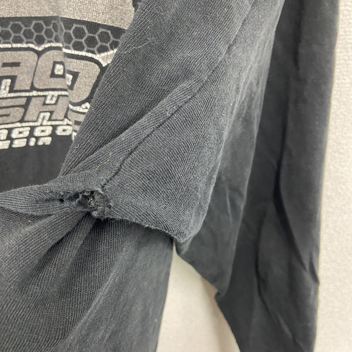 M&O　エムアンドオー　長袖プリントTシャツ/ロンT　黒　ブラック　Lサイズ カットソー メンズ コットン 古着