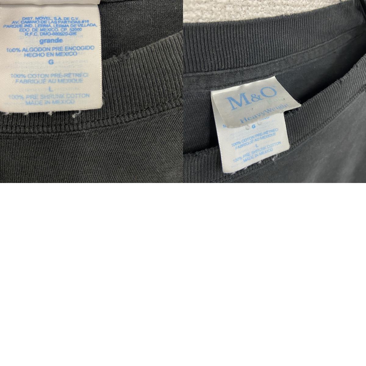 M&O　エムアンドオー　長袖プリントTシャツ/ロンT　黒　ブラック　Lサイズ カットソー メンズ コットン 古着