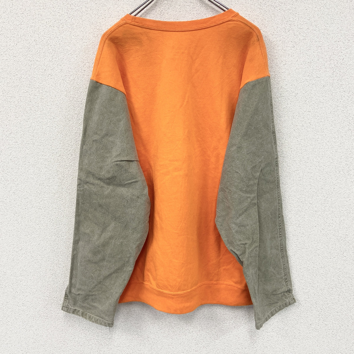 FRUIT OF THE LOOM　フルーツオブザルーム　Carhartt　カーハート　スウェット/トレーナー　リメイク加工　バイカラー　オレンジ　ベージュ　Lサイズ　古着